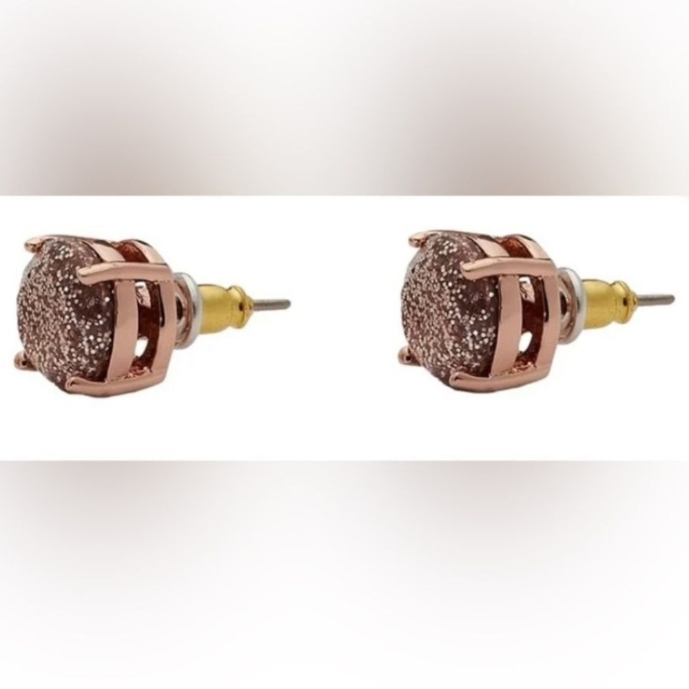 Kate Spade Rose Gold Sparkle Stud Earrings - Picture 2 of 7